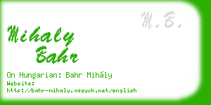 mihaly bahr business card